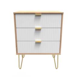 Linear Chest of Drawers White & Light Oak 3 Drawers 40cm