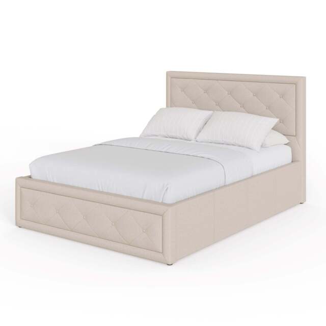 Hollywood Small Double Ottoman Bed Metal & Wood Natural 5 x 7ft