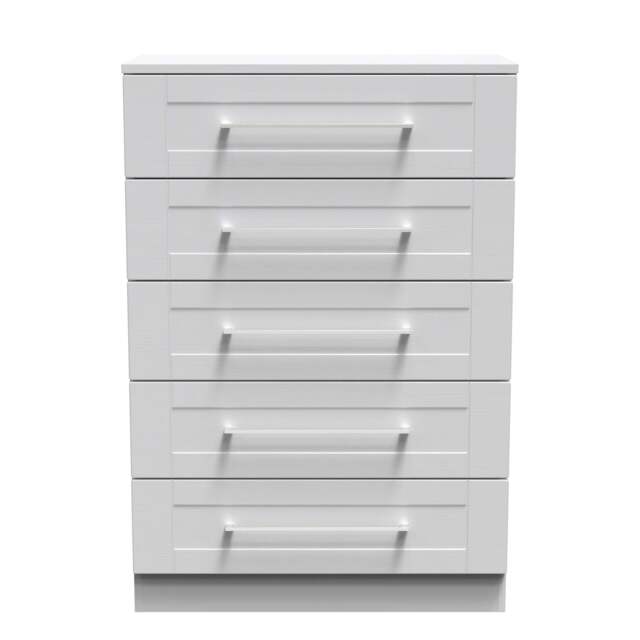 York Tall Chest of Drawers Grey 5 Drawers 74cm