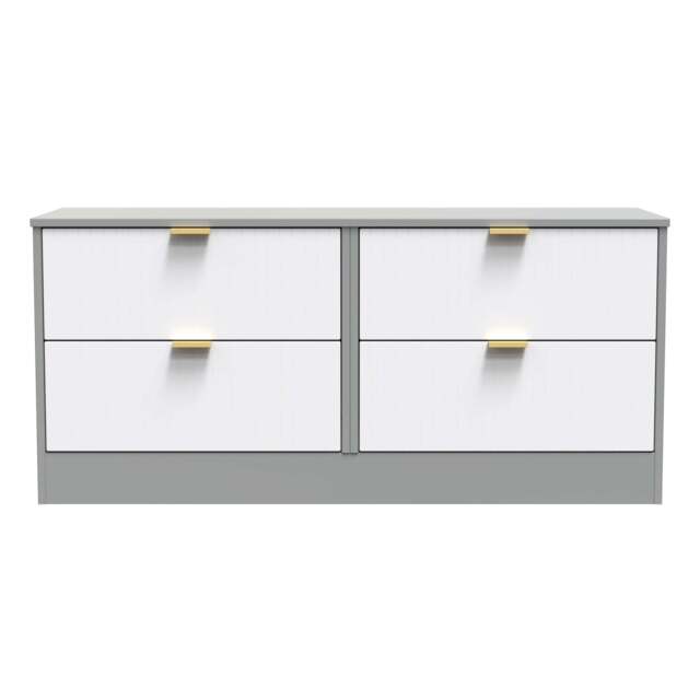Nashville F Large Chest of Drawers White & Grey 4 Drawers 115cm