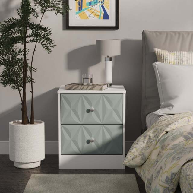 San Jose Bedside Table Teal & White 2 Drawers 45cm
