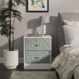 San Jose Bedside Table Teal & White 2 Drawers 45cm