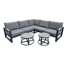 Arles Garden Sofa Set by Croft - 4 Seats Grey Cushions