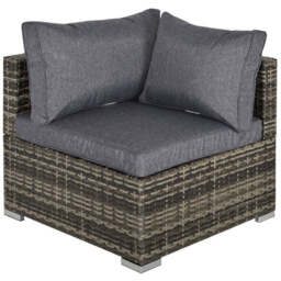 Outsunny Pe Rattan Wicker Corner Sofa Garden Furniture Single Sofa Chair With Cushions Deep Grey