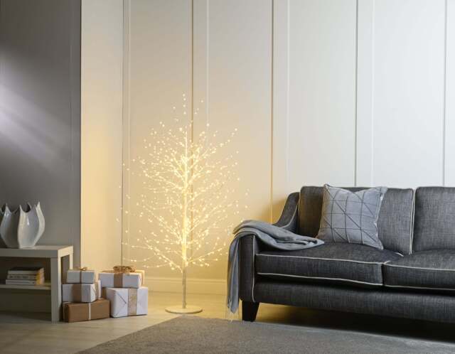 7ft Gypsophila Christmas Tree Artificial - White with LED Lights Warm White Tips