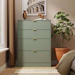 Nashville F Tall Chest of Drawers Green 4 Drawers 77cm