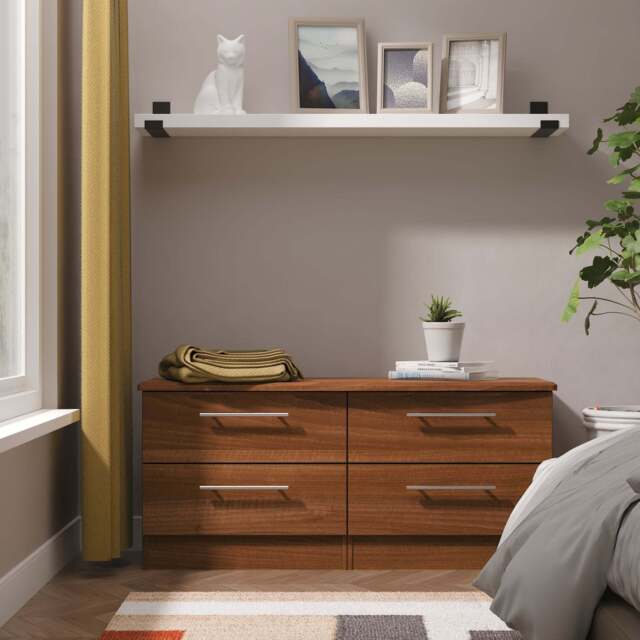 Sherwood Large Chest of Drawers Walnut 4 Drawers 112cm