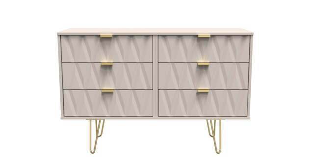 Diamond Large Chest of Drawers Off-White 6 Drawers 115cm
