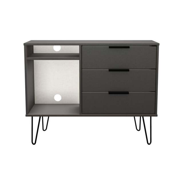 Hong Kong C TV Unit Black 2 Shelves 3 Drawers 97cm