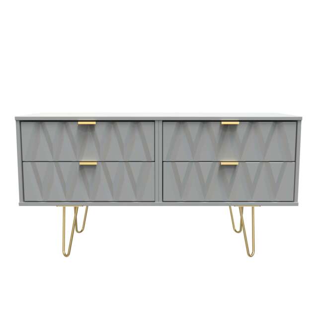 Diamond Large Chest of Drawers Grey 4 Drawers 115cm