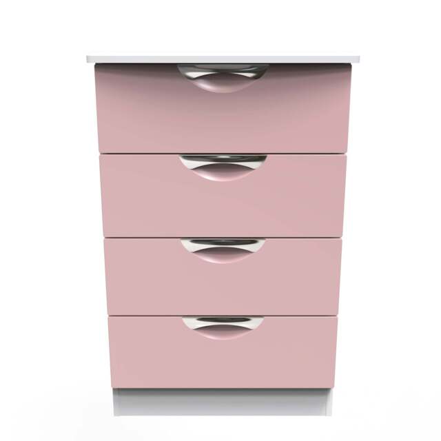 Camden Chest of Drawers Pink & White 4 Drawers 89cm
