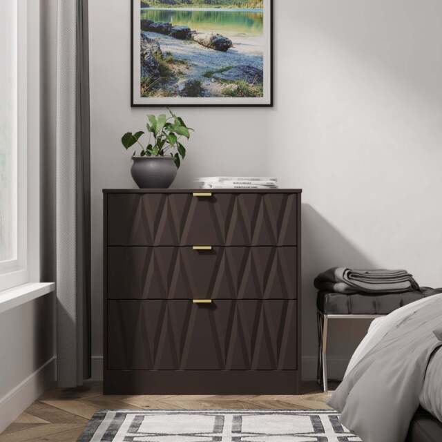 Las Vegas F Chest of Drawers Dark Grey 3 Drawers 80cm