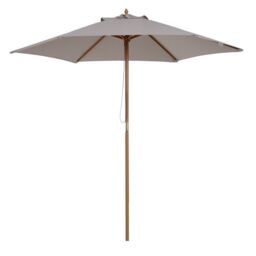 Outsunny 2.5M Wood Garden Parasol Sun Shade Patio Outdoor Wooden Umbrella Canopy Grey