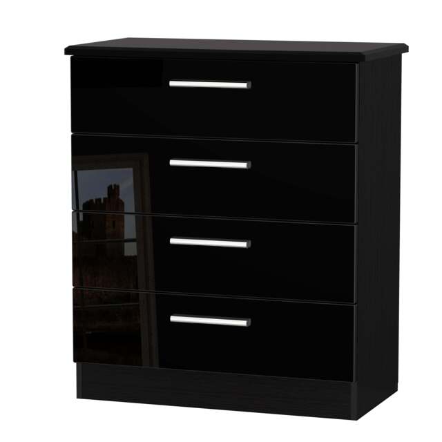 Knightsbridge Chest of Drawers Black 4 Drawers 89cm