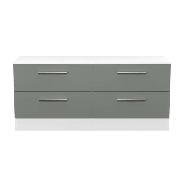 Contrast Large Chest of Drawers Grey & White 4 Drawers 110cm
