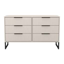 Fluted Large Chest of Drawers Off-White 6 Drawers 115cm