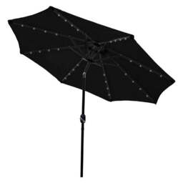 Solar LED Tilt Garden Parasol by Raven - 2.7M Black
