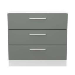 Contrast Chest of Drawers Grey & White 3 Drawers 74cm