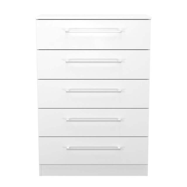 Worcester Tall Chest of Drawers White 5 Drawers 74cm