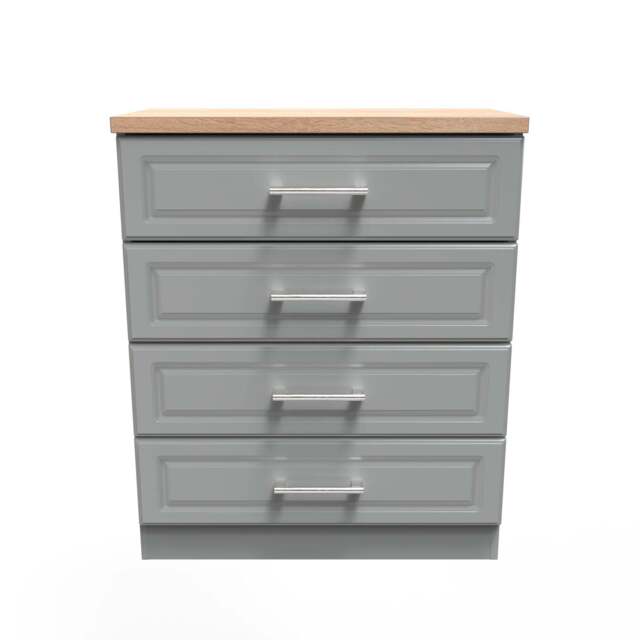 Kent Chest of Drawers Grey & Oak 4 Drawers 89cm
