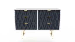 Diamond Large Chest of Drawers Grey & White 6 Drawers 115cm