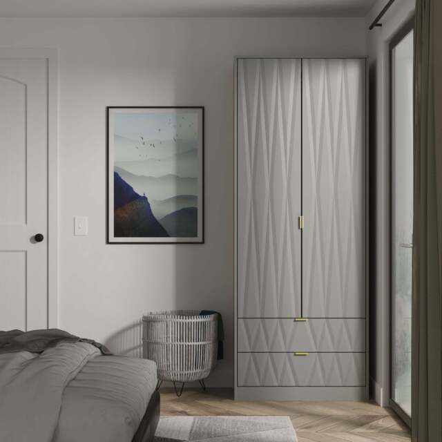 Las Vegas F Tall Wardrobe Grey 2 Doors 2 Drawers 77cm