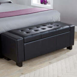 Verona Large Ottoman Faux Leather Black 1 Door