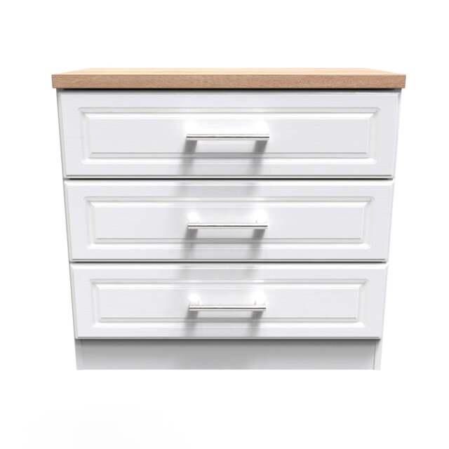 Kent Chest of Drawers White & Oak 3 Drawers 74cm