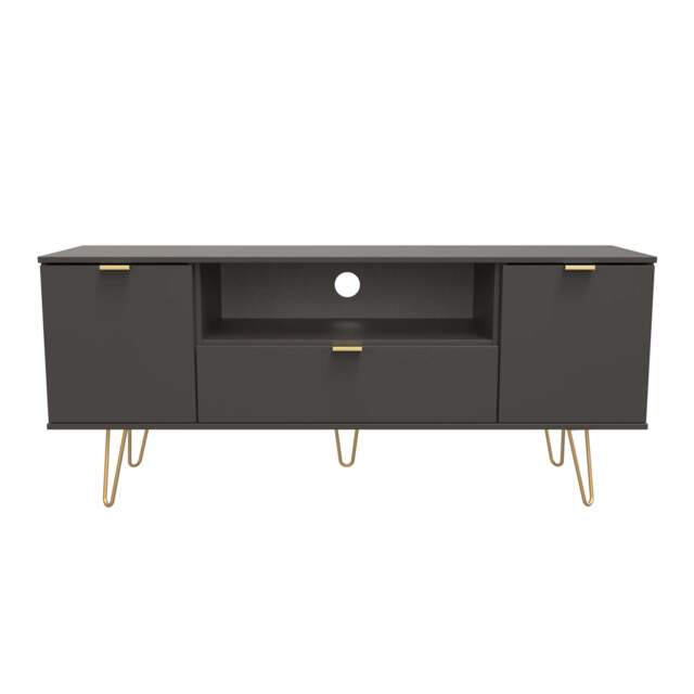 Hong Kong F TV Unit Black 1 Shelf 1 Drawer 2 Doors 144cm