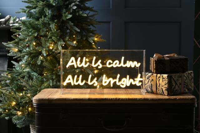 Christmas LED Christmas Warm White Neon Flex All Is Calm Sign - 43cm