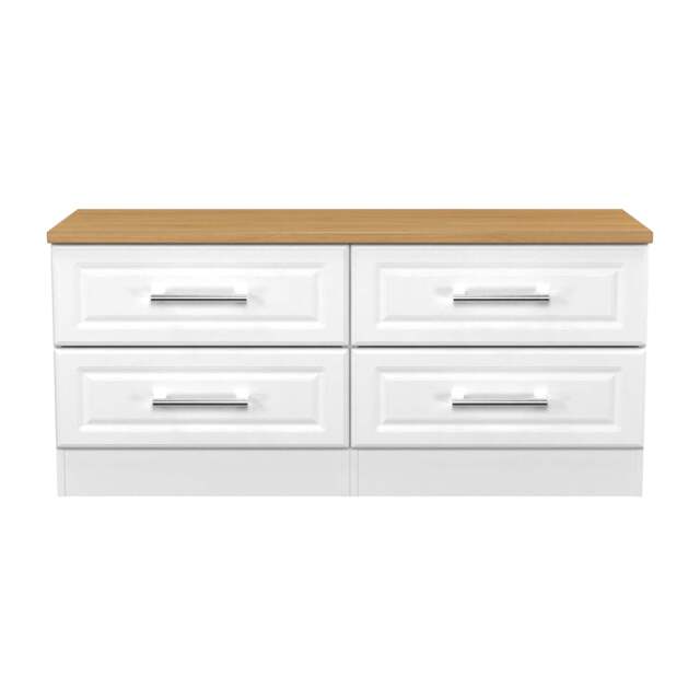 Kent Large Chest of Drawers White & Oak 4 Drawers 110cm