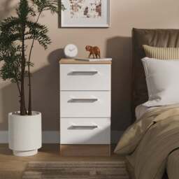 Devon Chest of Drawers White & Oak 3 Drawers 70cm