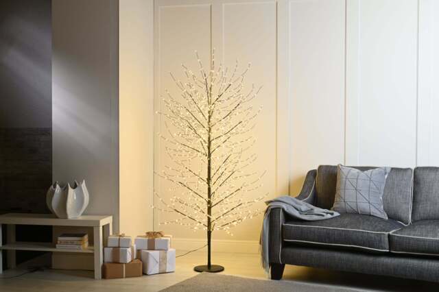 4ft Gypsophila Christmas Tree Artificial - Black with LED Lights Warm White Tips