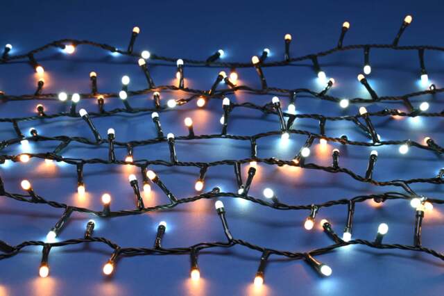 Christmas String Fairy Lights Multifunction White & Warm White Outdoor 2000 LED - 49.97m Glow-Worm
