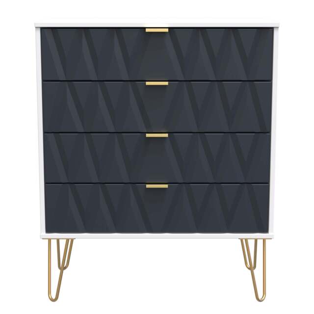 Diamond Chest of Drawers Grey & White 4 Drawers 93cm