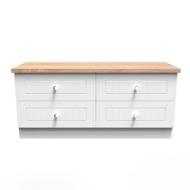 Vienna Large Chest of Drawers White & Light Oak 4 Drawers 110cm
