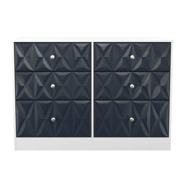 San Jose Large Chest of Drawers Dark Grey & White 6 Drawers 115cm