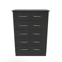 Avon Tall Chest of Drawers Black 5 Drawers 108cm