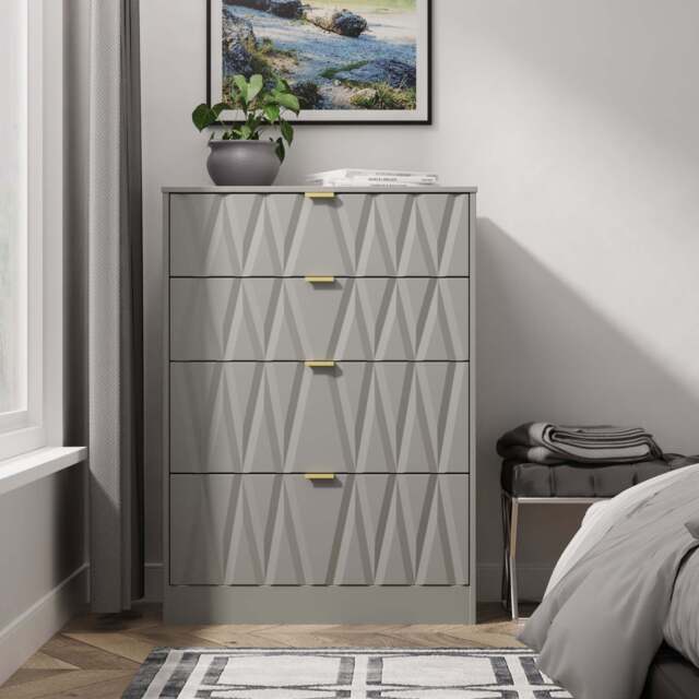 Las Vegas F Tall Chest of Drawers Grey 4 Drawers 107cm