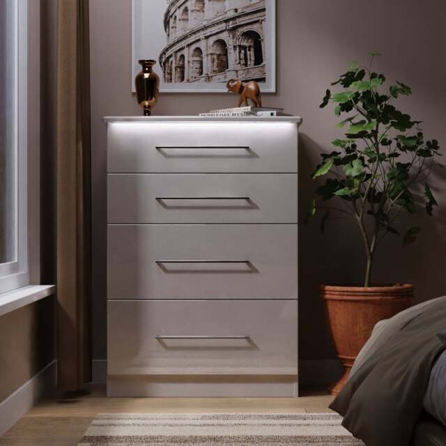 Paris Tall Chest of Drawers Off-white 4 Drawers 77cm