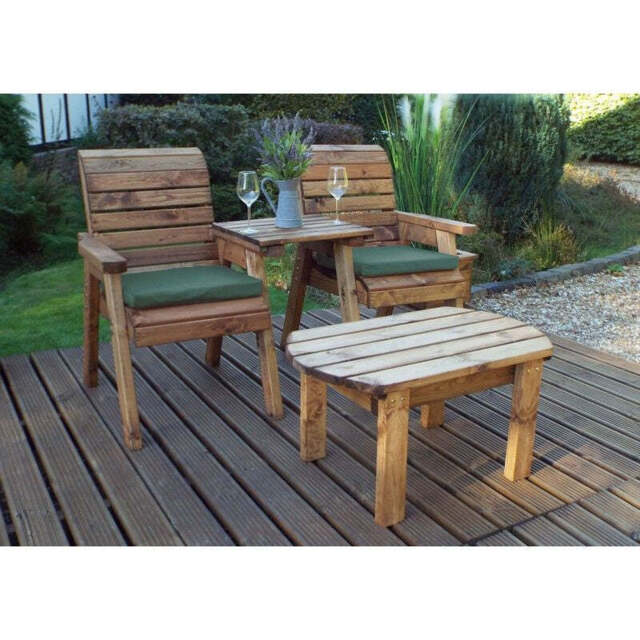 Scandinavian Redwood Garden Tete a Tete by Charles Taylor - 2 Seats Green Cushions