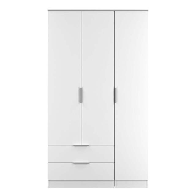 Plymouth Tall Wardrobe White 1 Shelf 2 Drawers 111cm