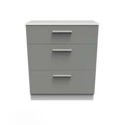 Contrast Chest of Drawers Grey & White 3 Drawers 39cm