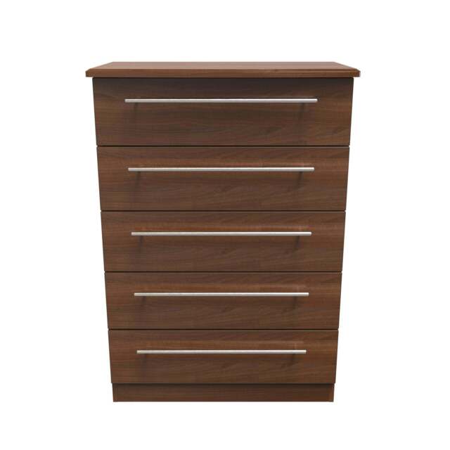 Sherwood Tall Chest of Drawers Walnut 5 Drawers 77cm