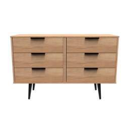 Hong Kong B Large Chest of Drawers Dark Oak 6 Drawers 115cm