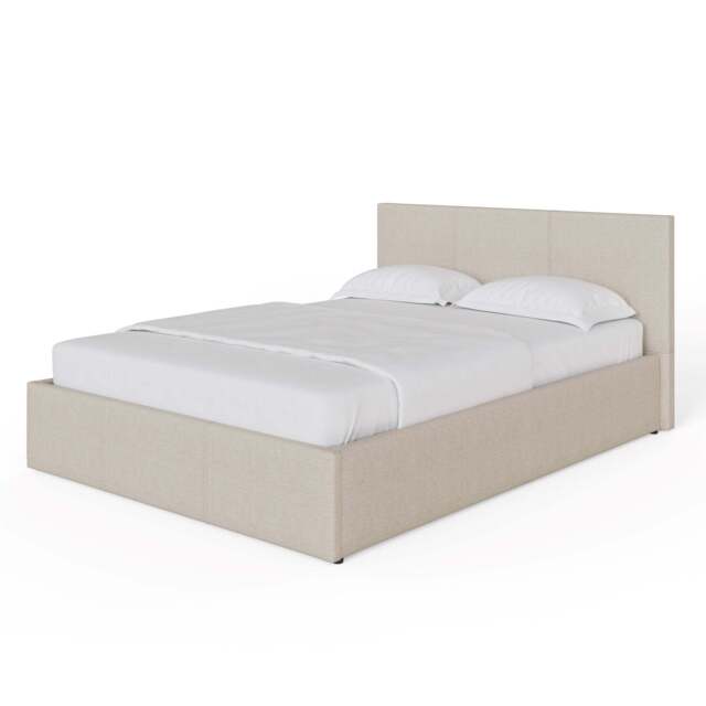 Side Lift King Size Ottoman Bed Metal & Wood Natural 5 x 7ft