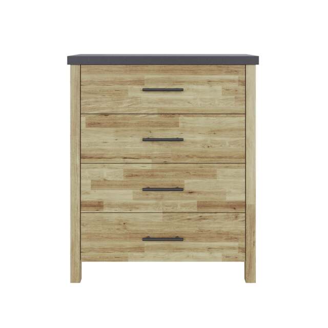 Cascina Chest of Drawers Oak & Black 4 Drawers