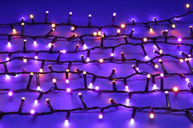 Christmas String Fairy Lights Multifunction Purple & Orange Outdoor 2000 LED - 49.97m Glow-Worm