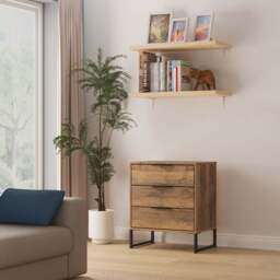 Hong Kong G Chest of Drawers Oak 3 Drawers 76cm