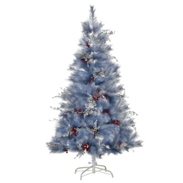 5 Foot Indoor Christmas Tree Artificial Berry Snow Xmas Decoration with Metal Stand and 222 Tips Grey